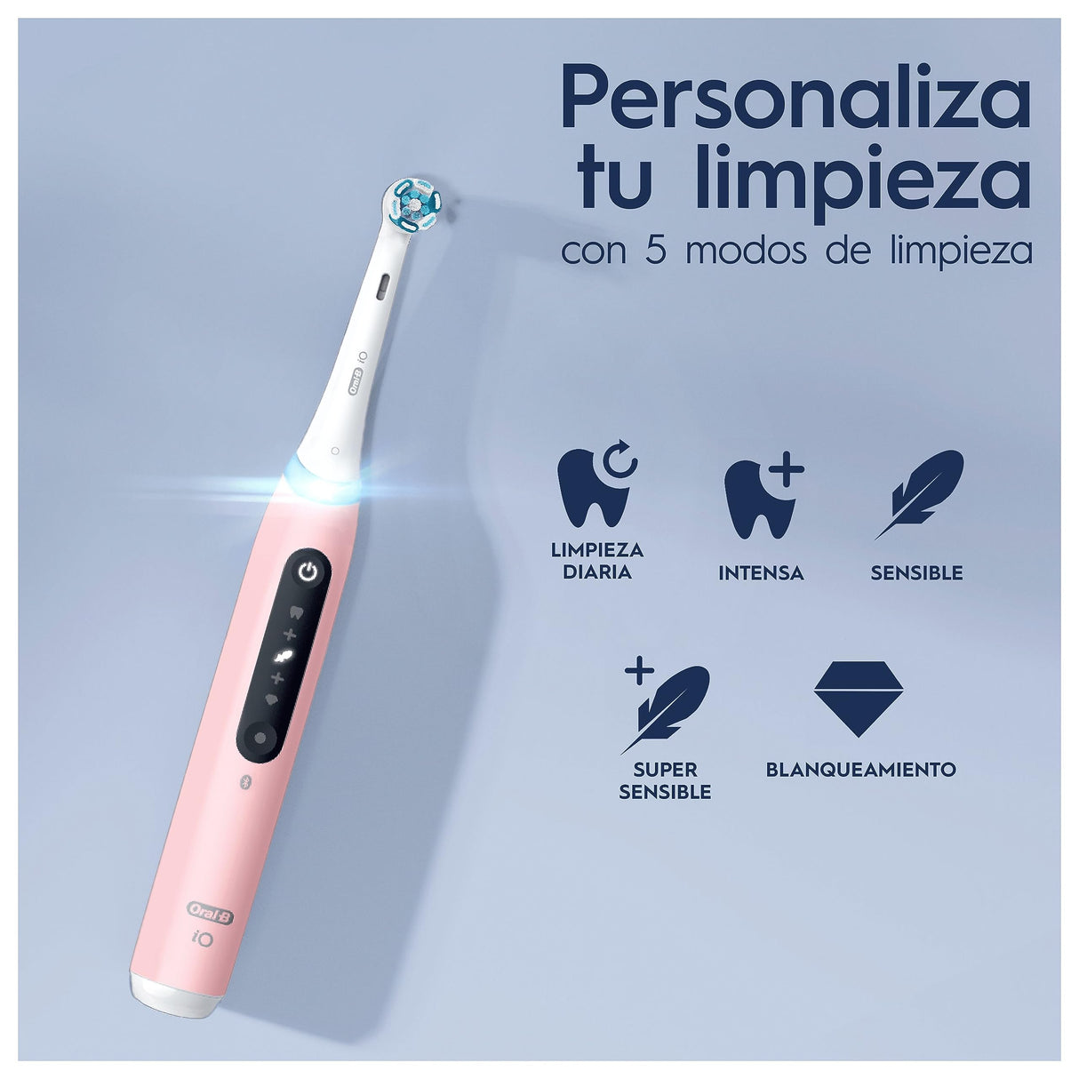 Oral-B iO 5N Cepillo de Dientes Eléctrico con Mango Recargable, 1 Cabezal y Estuche De Viaje, Diseñado por Braun - Rosa