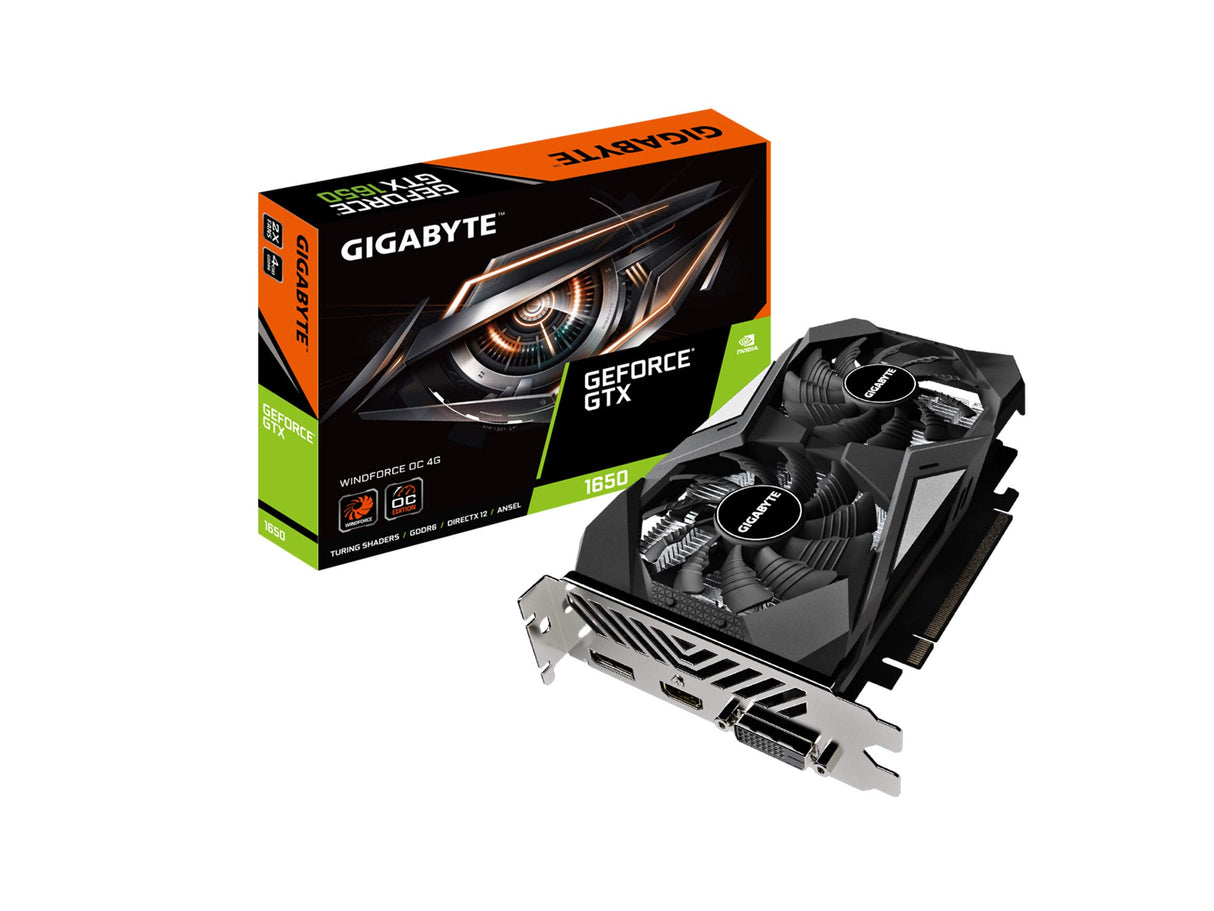 Gigabyte Tarjeta gráfica GeForce GTX 1650 D6 WINDFORCE OC 4G (Rev. 2.0), tamaño Compacto de 172 mm, 4 GB GDDR6 de 128 bits, GV-N1656WF2OC-4GD REV2.0 Tarjeta de Video
