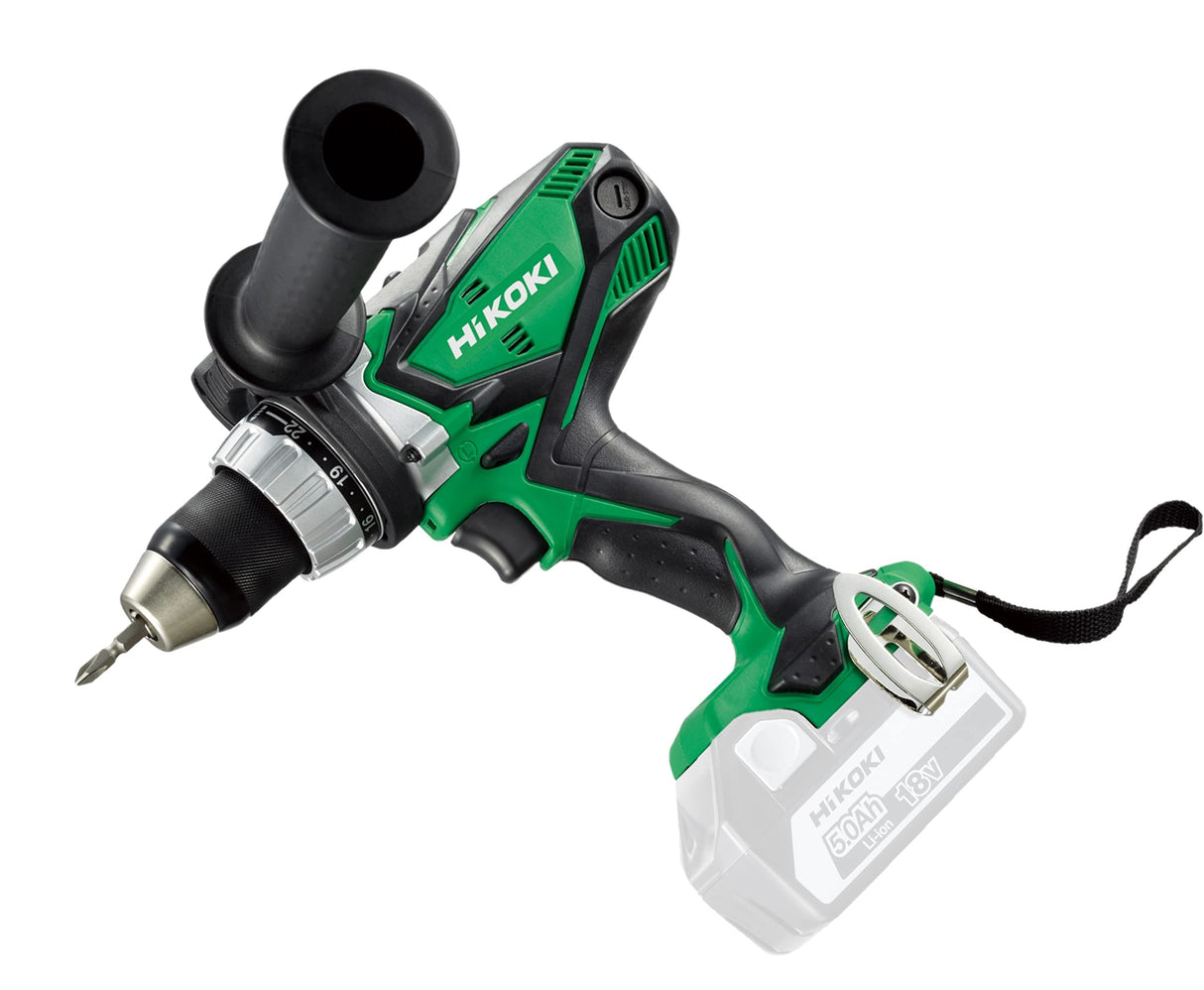 HiKOKI Akku-Bohrschrauber DS18DSDL (18 V, 92 Nm, 22 Drehmoment-Einstellungen, LED, Soft-touch Handgriff, ohne Ladegerät, Akku und Transportkoffer)