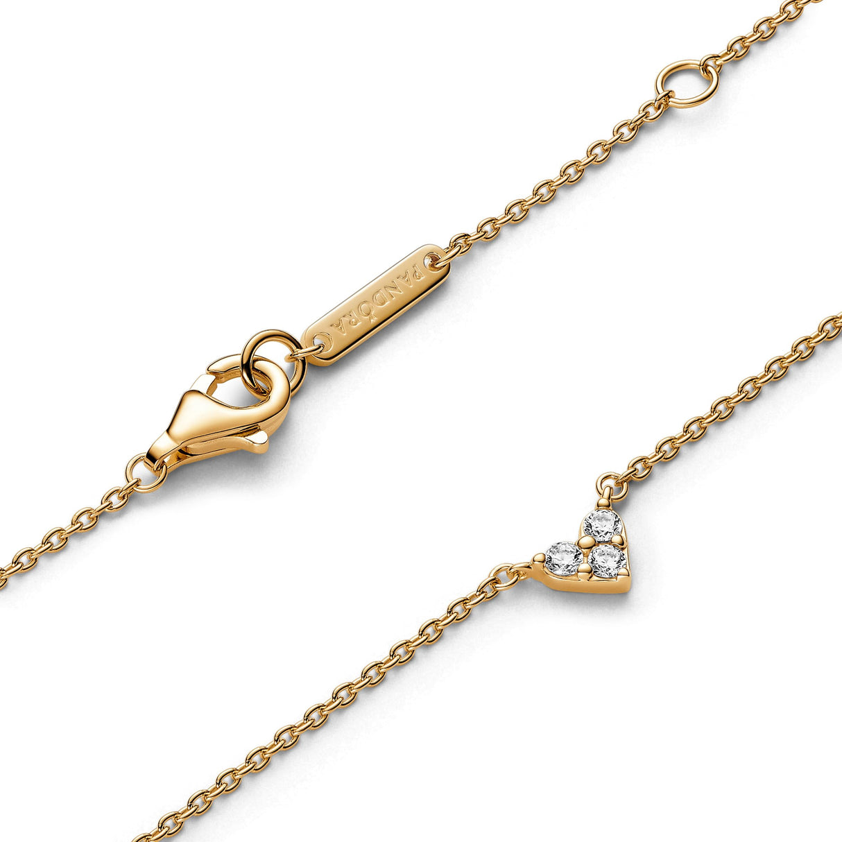 Pandora Timeless Collar con diseño de corazón chapado en oro de 14 quilates con circonitas cúbicas transparentes