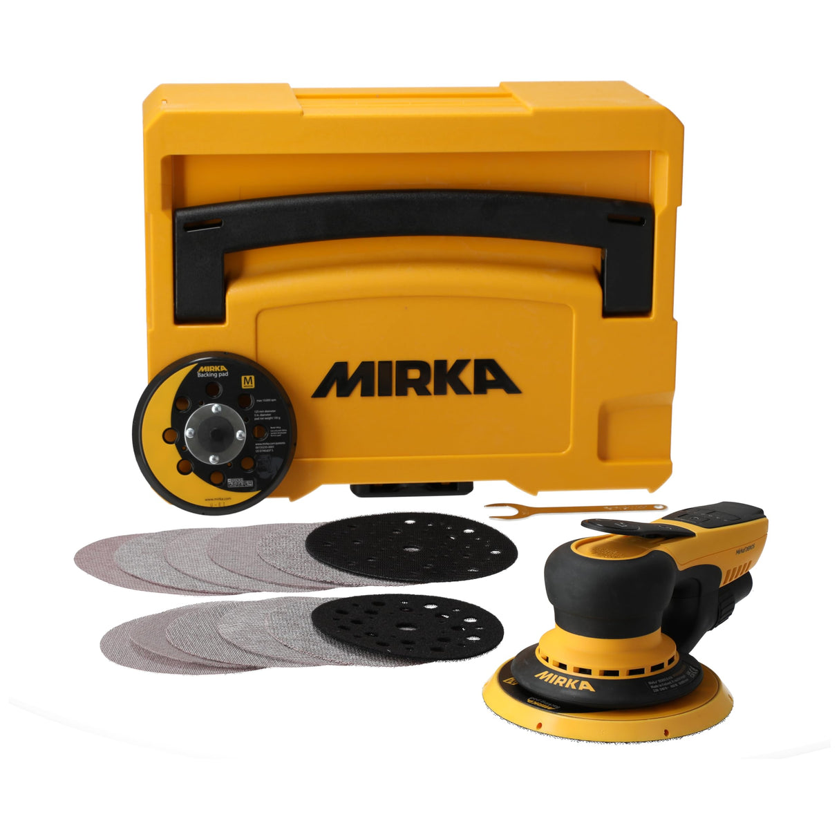Mirka DEROS II 5650 Lijadora excéntrica con aspiración dans son coffret para papel de lija Ø 125 y 150mm / Órbita 5.0mm Lijadora orbital para lijado sin polvo de madera, yeso y metal / MID5650404CA