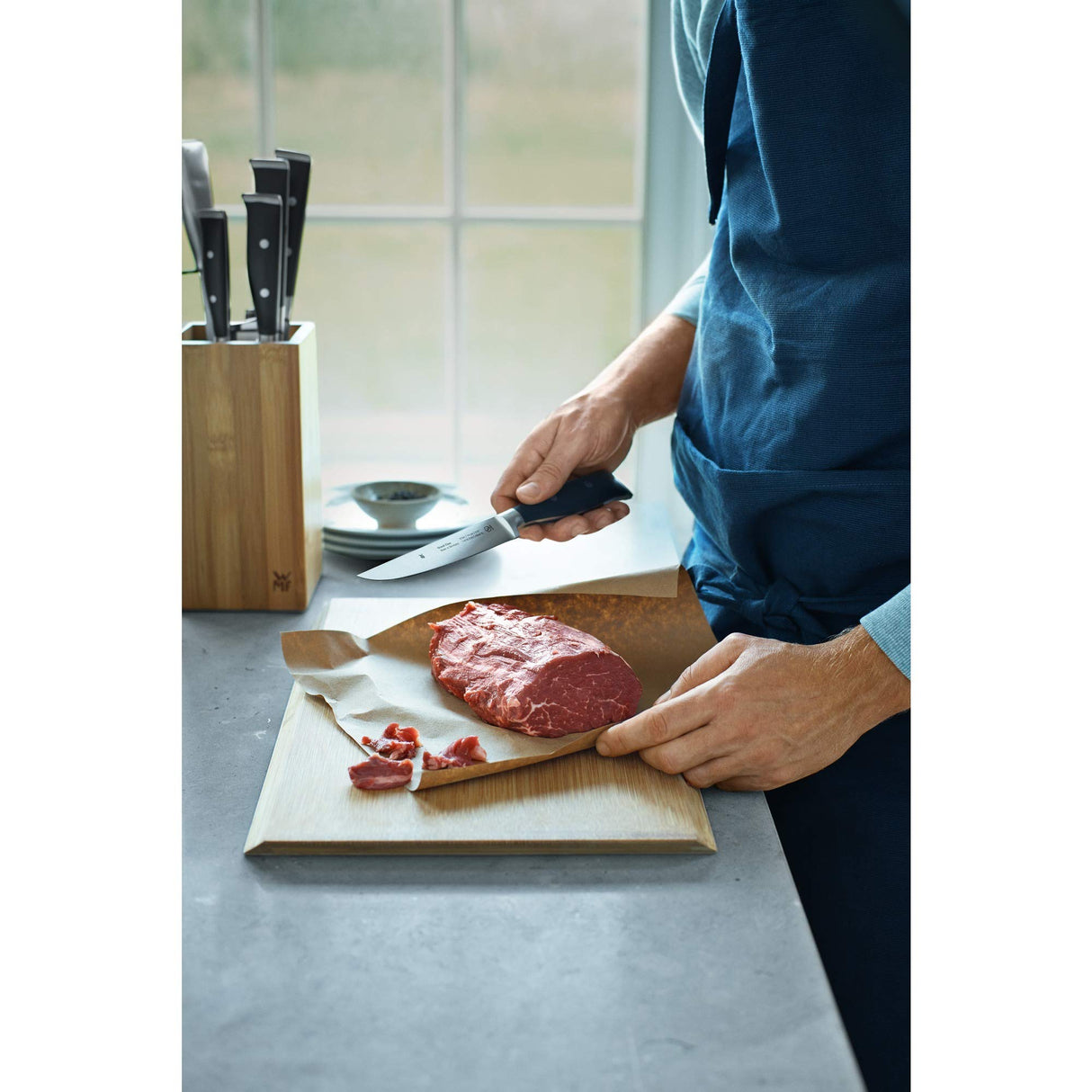 WMF 1891749992 Grand Class Performance Cut - Juego de Cuchillos de Cocina con Bloque Organizador (6 Piezas)