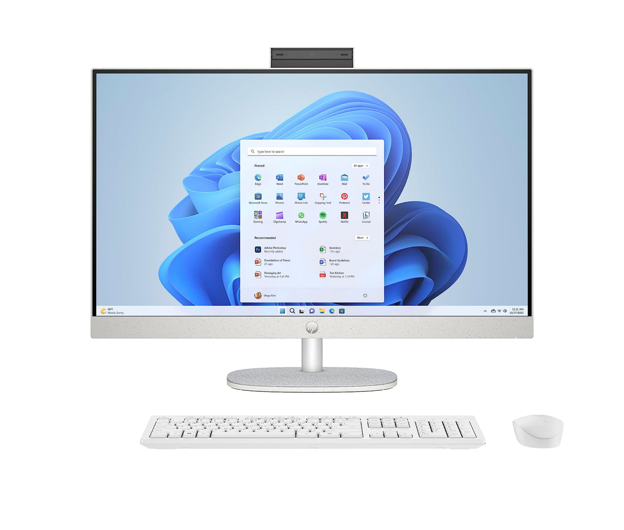 HP 27-cr0005ss - Ordenador de 27" Full HD Con Cámara, Teclado y Ratón Inalámbricos (AMD Ryzen 7 7730U, 16GB RAM, 1TB SSD, AMD Radeon Graphics, Windows 11) Blanco - Teclado QWERTY Español