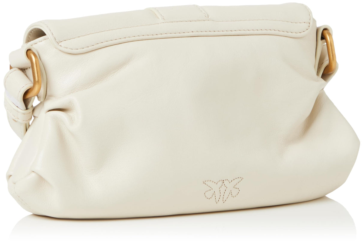 Pinko Jolene Shoulder-Mini Becerro de Cristal, Bolsa para Mujer, Z14m_White Seda Chocolate Gold, Talla única