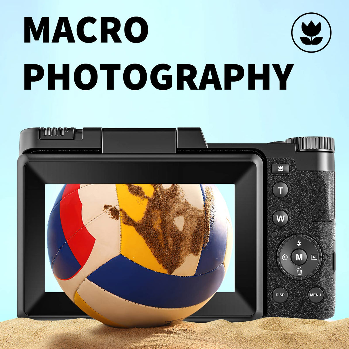 SWAGITLOUD Cámara Digital 4K 48MP Vlogging para YouTube con Zoom Digital 16X, Función Macro y Flash Elevable, Compacta con Pantalla Abatible de 3 Pulgadas 180°, Tarjeta TF de 32 GB, 2 Baterías, Negra