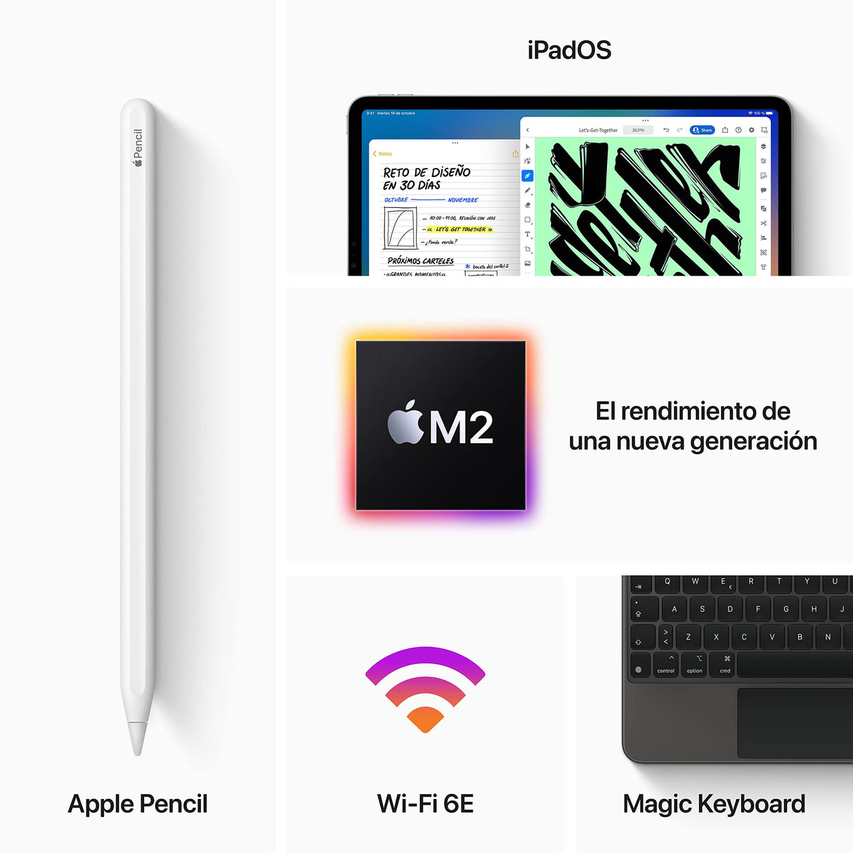 2022 Apple iPad Pro de 12,9 Pulgadas (Wi-Fi, 2 TB) - Plata (6.ª generación)