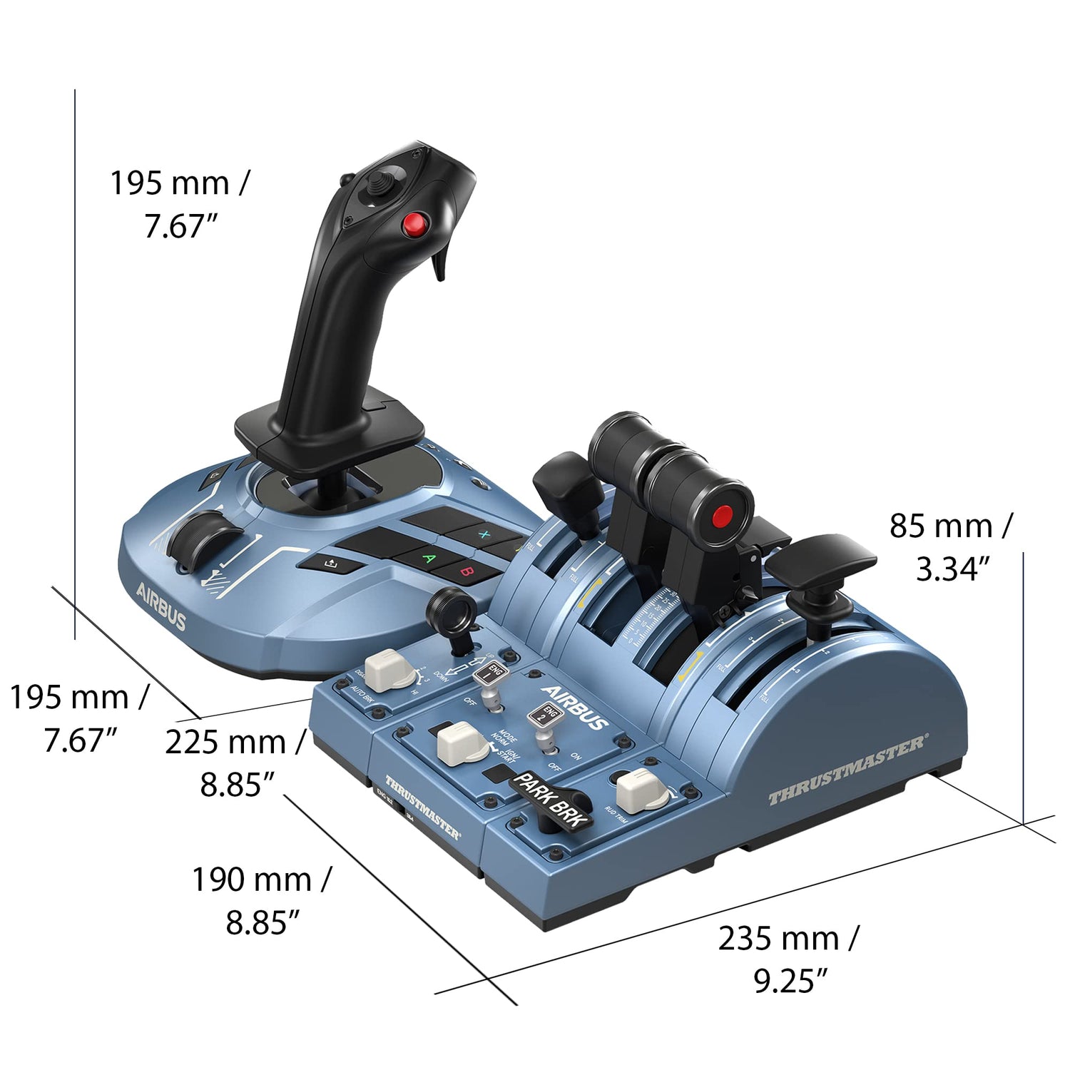 Thrustmaster TCA Captain Pack Airbus Edition - Pack Sidestick/Throttle/Throttle Addon para PC - Licencia Oficial Airbus