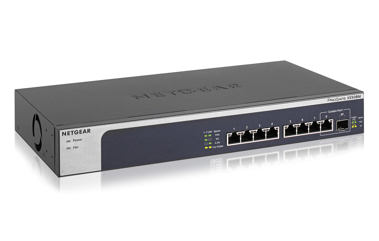 NETGEAR Switch de 8 puertos y 10 GB XS508M - Switch Ethernet multigigabit - 1 puerto SFP+ 10G - Montaje en sobremesa o en bastidor, y protección ProSAFE de por vida