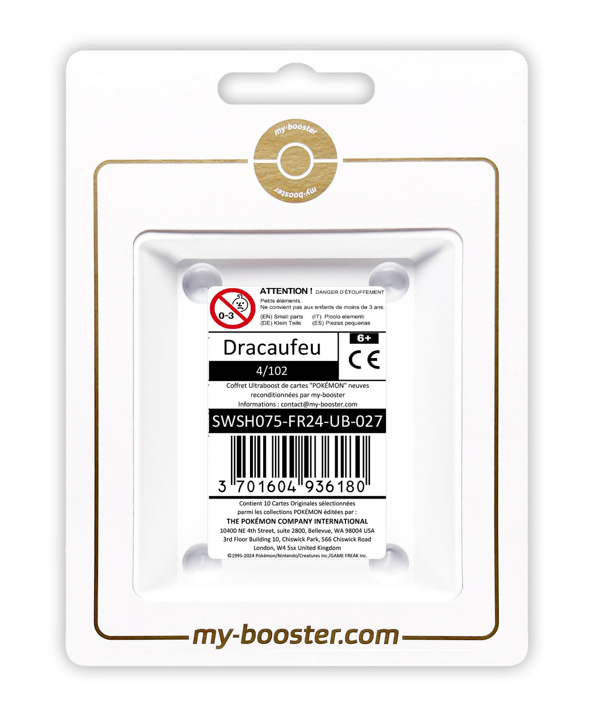 Dracaufeu (Charizard) 4/102 Colección Clásica Holo - Ultraboost X Epée et Bouclier - Célébrations - 25 ANS - Box de 10 Cartas Pokémon Francés