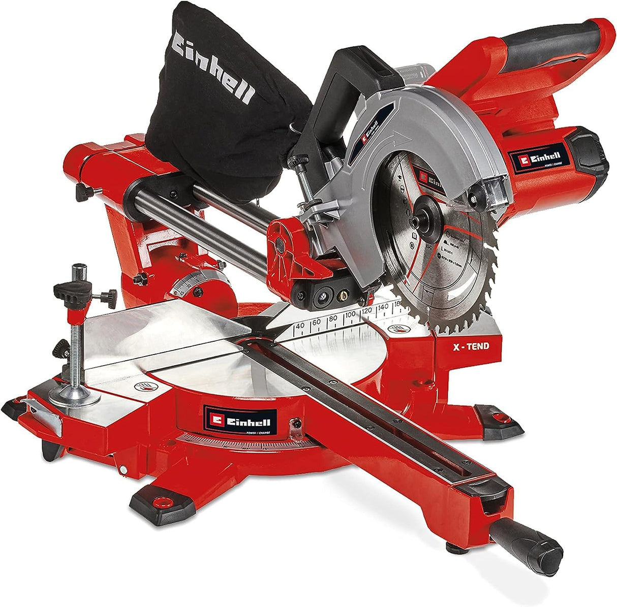 Einhell Ingletadora telescópica TE-SM 36/210 Li-Solo Power X-Change (36 V, iones de litio, Ø210x Ø30 mm hoja, función de tracción de marcha suave, láser de línea de corte, sin batería y cargador)