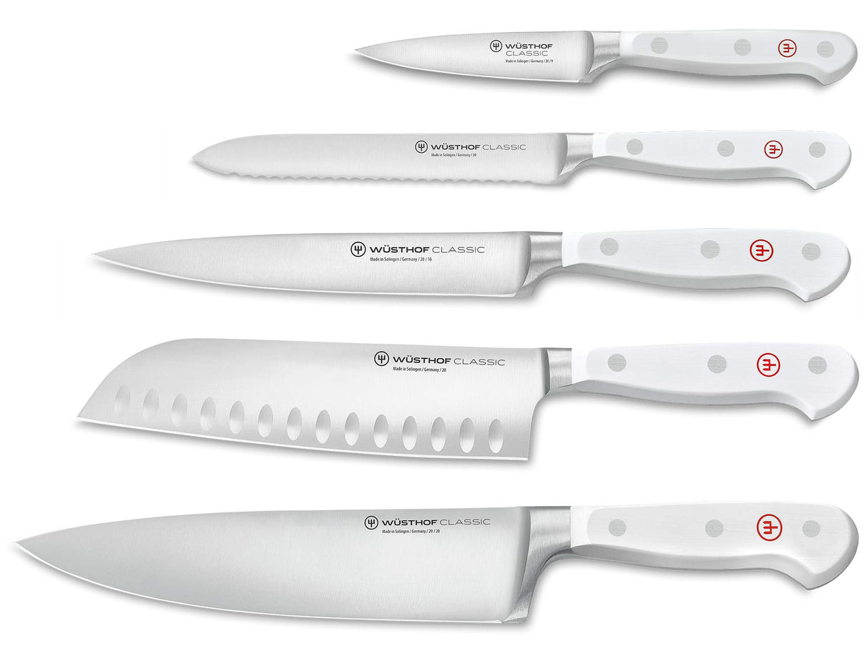 WÜSTHOF Classic White Bloque cuchillos con 5 cuchillos