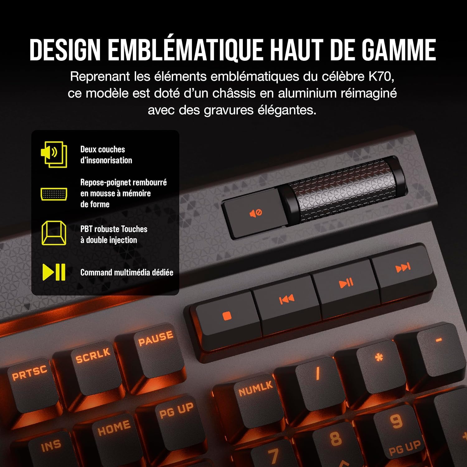 CORSAIR K70 MAX RGB Magnetic Teclado de juego mecánico con cable – MGX interruptores ajustables – PBT Double -Shot Keycaps – Rapid Trigger Mode – Compatible con iCUE – PC, PS5, PS4, Xbox – AZERTY FR –