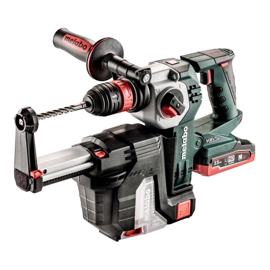 Metabo KHA 18 LTX BL 24 4500ppm LiHD 4500g martillo perforador inalámbrico - Martillo rotatorio (LiHD, 18 V, 4,5 kg, Negro, Verde, Gris, 102 dB)