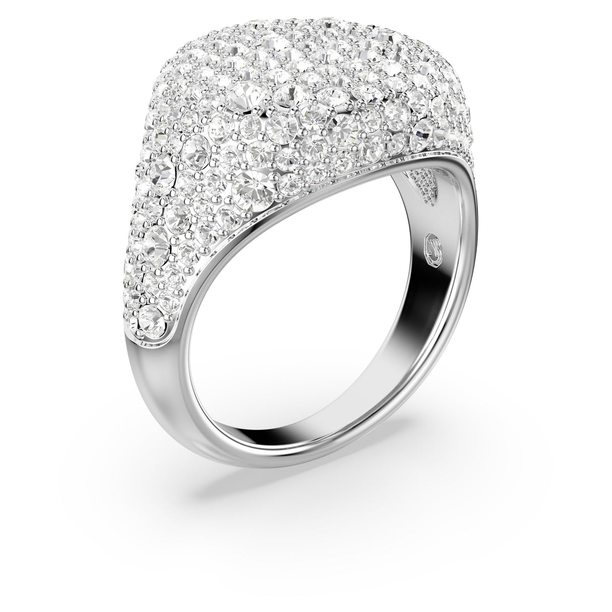 Swarovski Anillo de cóctel Meteora, Blanco, Baño de rodio, 52