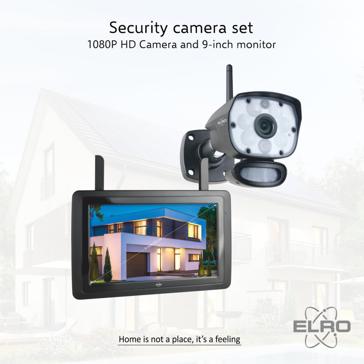 ELRO CZ60RIPS Color Night Vision 1080P HD Surveillance Camera Pantalla de 9" y aplicación, 2-Teiliges Set