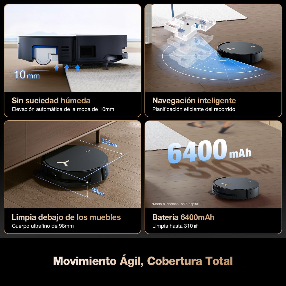 ECOVACS DEEBOT X8 Pro Omni Robot Aspirador y Fregasuelos con Base Automàtico, 18000 Pa, Fregona Autolavante Instantánea OZMO Roller, Lavado con Agua Caliente 75 ℃, Anade Detergente Automatico, Blanco