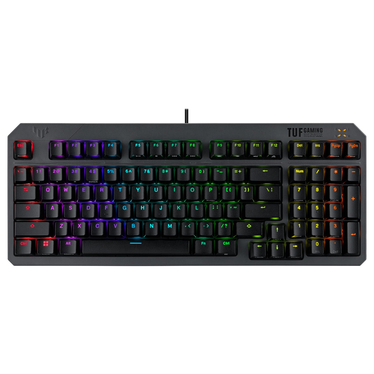 ASUS TUF Gaming K3 Gen II - Teclado Compacto de 98 Teclas, interruptores óptico-mecánicos RGB Red, Espuma amortiguadora, IP57, Placa Superior Desmontable y Aura Sync - Teclado QWERTY Español