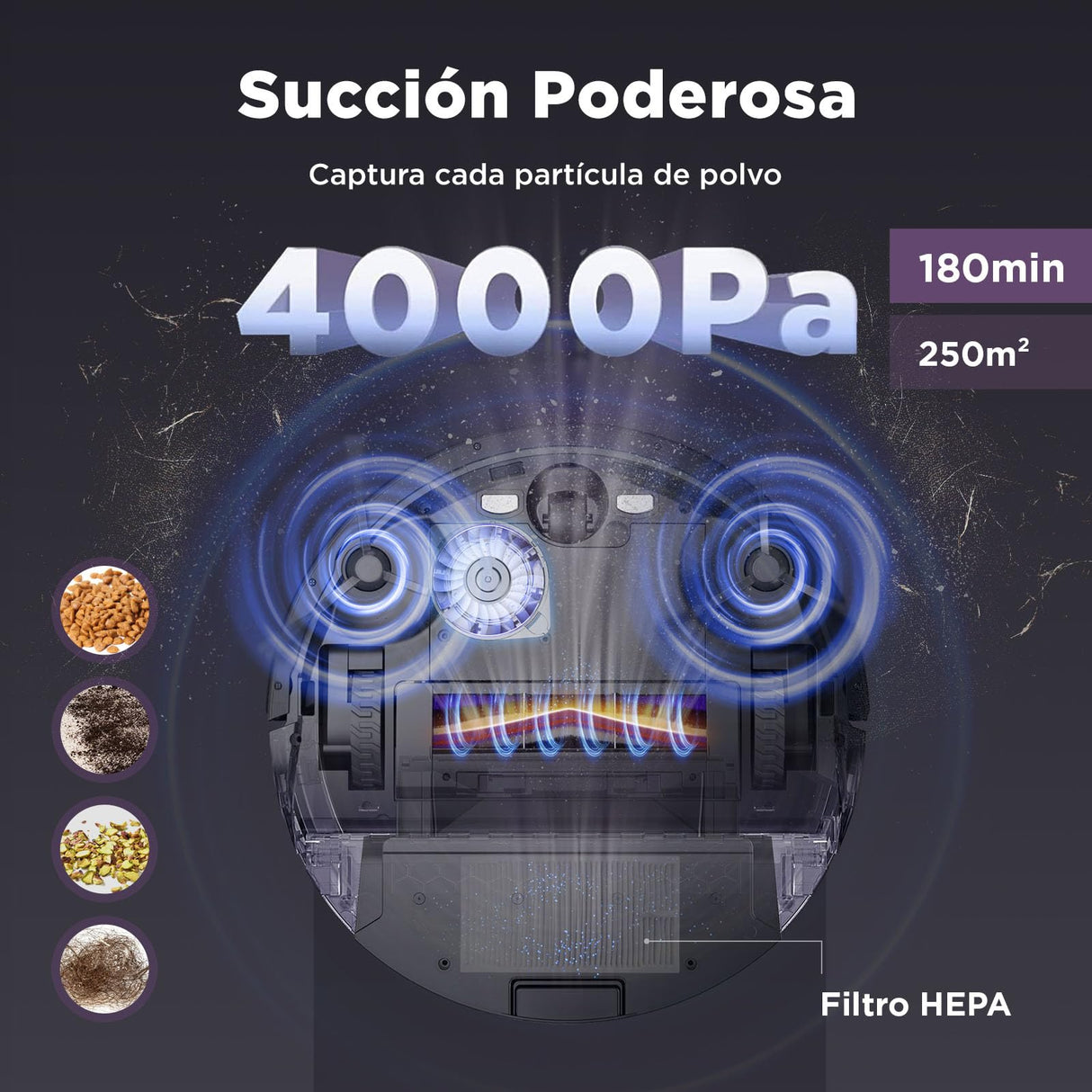 Obode A8+ Robot Aspirador y Fregasuelos con Vaciado Automático de Polvo,3D Obstacle Avoidance Navegación LiDAR,Aspirador Robot 4000Pa,180min Batería,para Pelo de Mascotas y Suelos Duro,WiFi/App/Alexa