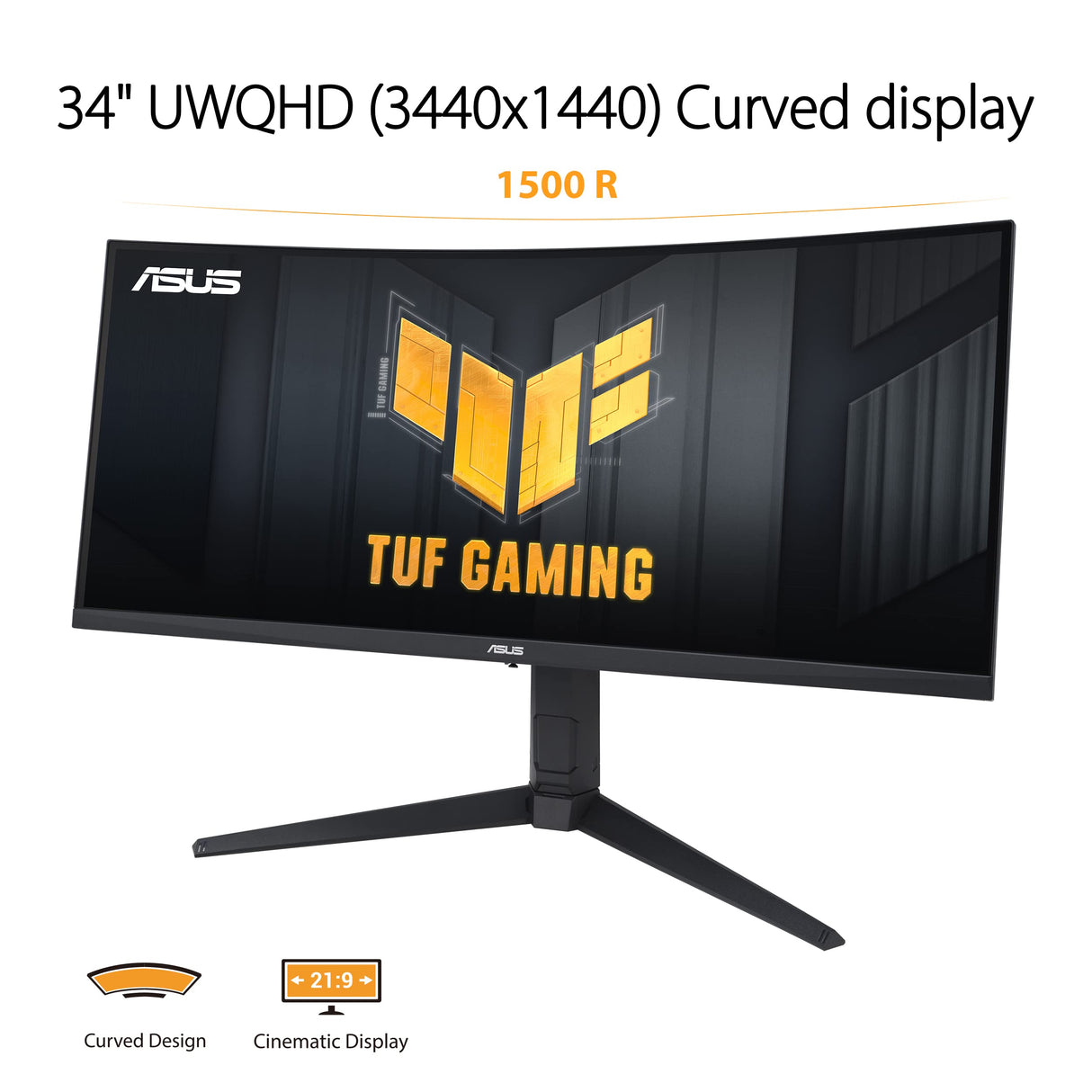 Asus TUF Gaming VG34VQEL1A - Monitor Gaming Curvo de 34 Pulgadas, UWQHD, 100 Hz, Extreme Low Motion Blur, Freesync, 1ms MPRT, 125% sRGB, HDR