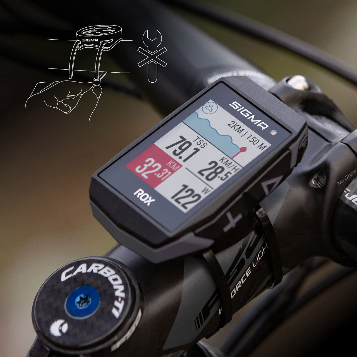 Sigma ROX 11.1 EVO Negro | Ciclocomputador GPS con 150 Funciones | Compatible con E-Bike I Ciclocomputador inalámbrico con Pantalla de 1,77" I Velocímetro GPS con medición de altitud