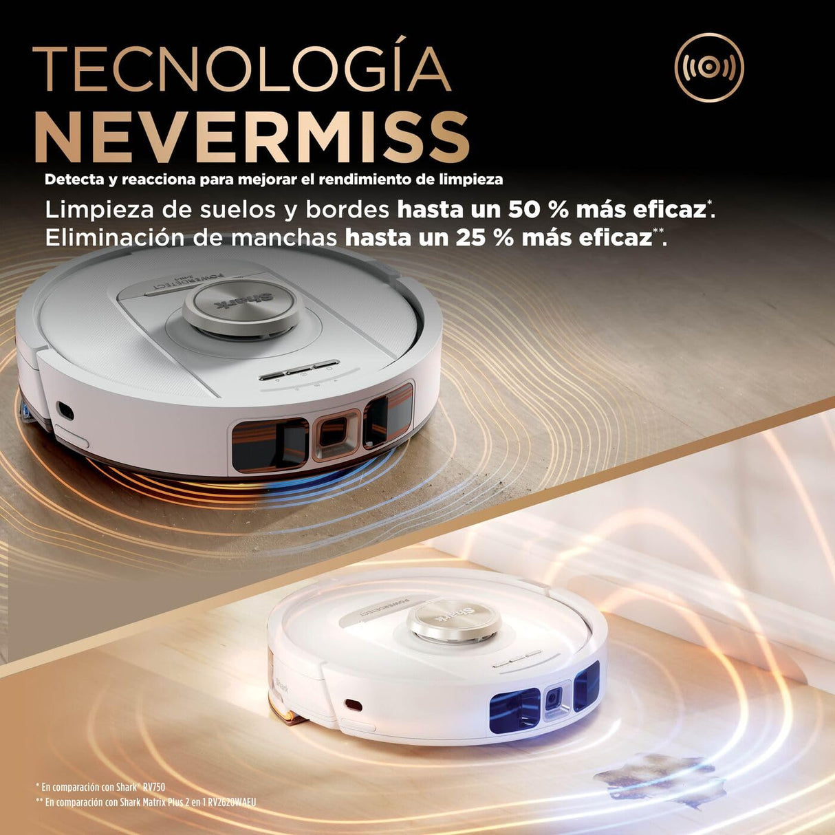 Shark PowerDetect Robot Aspirador y mopa 2 en 1, Base NeverTouch Pro con Limpieza, Carga y Vaciado automáticos, 60 días, navegación 3D y LiDAR, NeverStuck, WiFi/App, Blanco, AV2800ZEEUWH