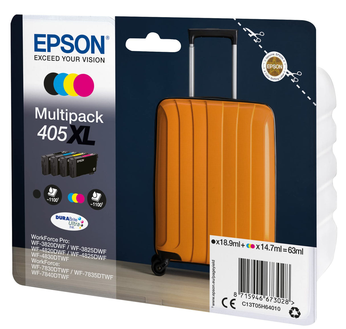 Epson C13T05H64010 inchiostro (4) 1x 18,9 ml, 1100 pagine Nero 3X 14,7 ml, 1100 pagine ciano, Magenta, Giallo Alta capacità, XL