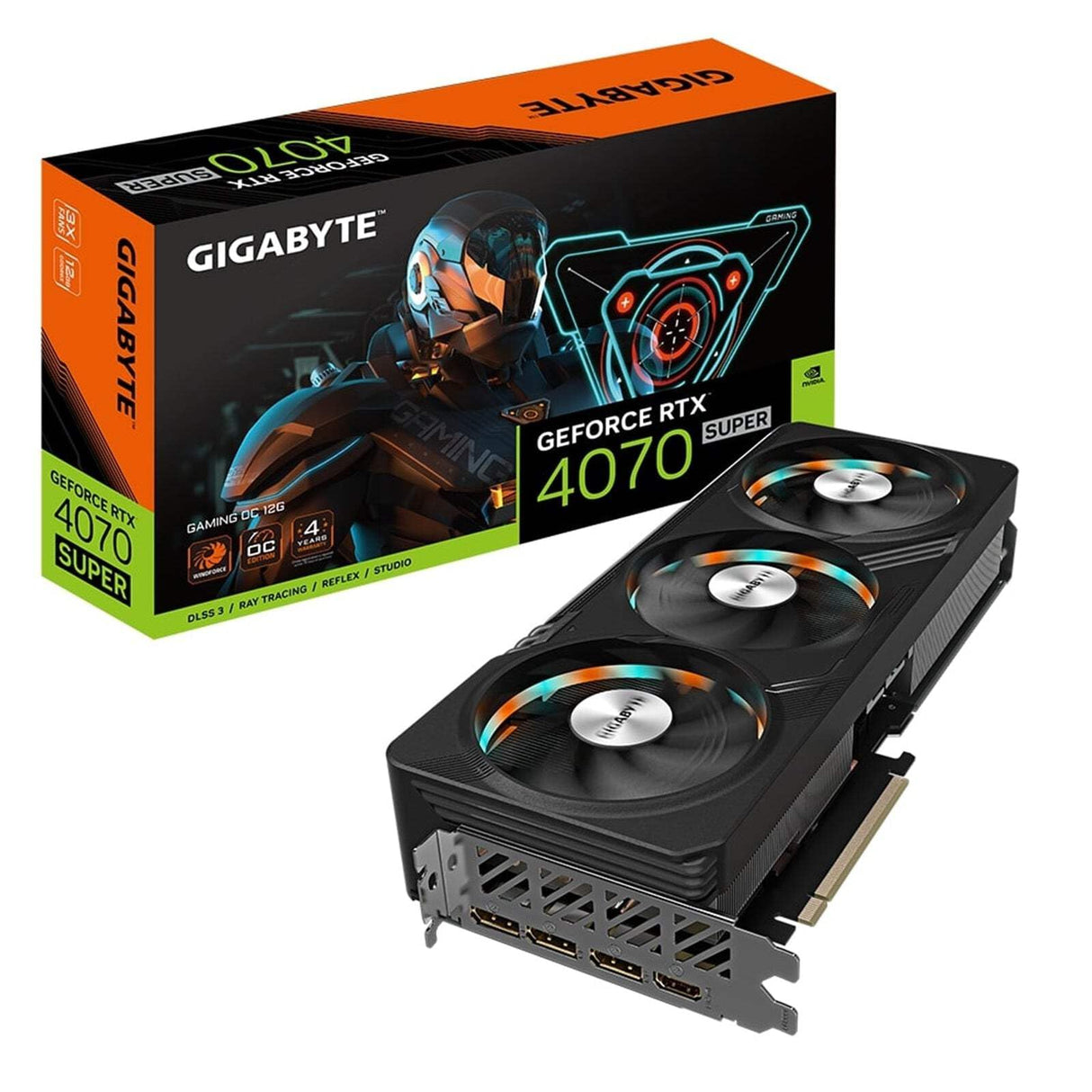 Gigabyte GeForce RTX 4070 Super Gaming OC - (núcleo de 2565 MHz, 12 GB GDDR6X 21000 MHz 192 bits, PCI-E 4.0, 3 DP 1.4, 1 HDMI 2.1a, NVIDIA DLSS 3.5, GV-N407SGAMING OC-12GD