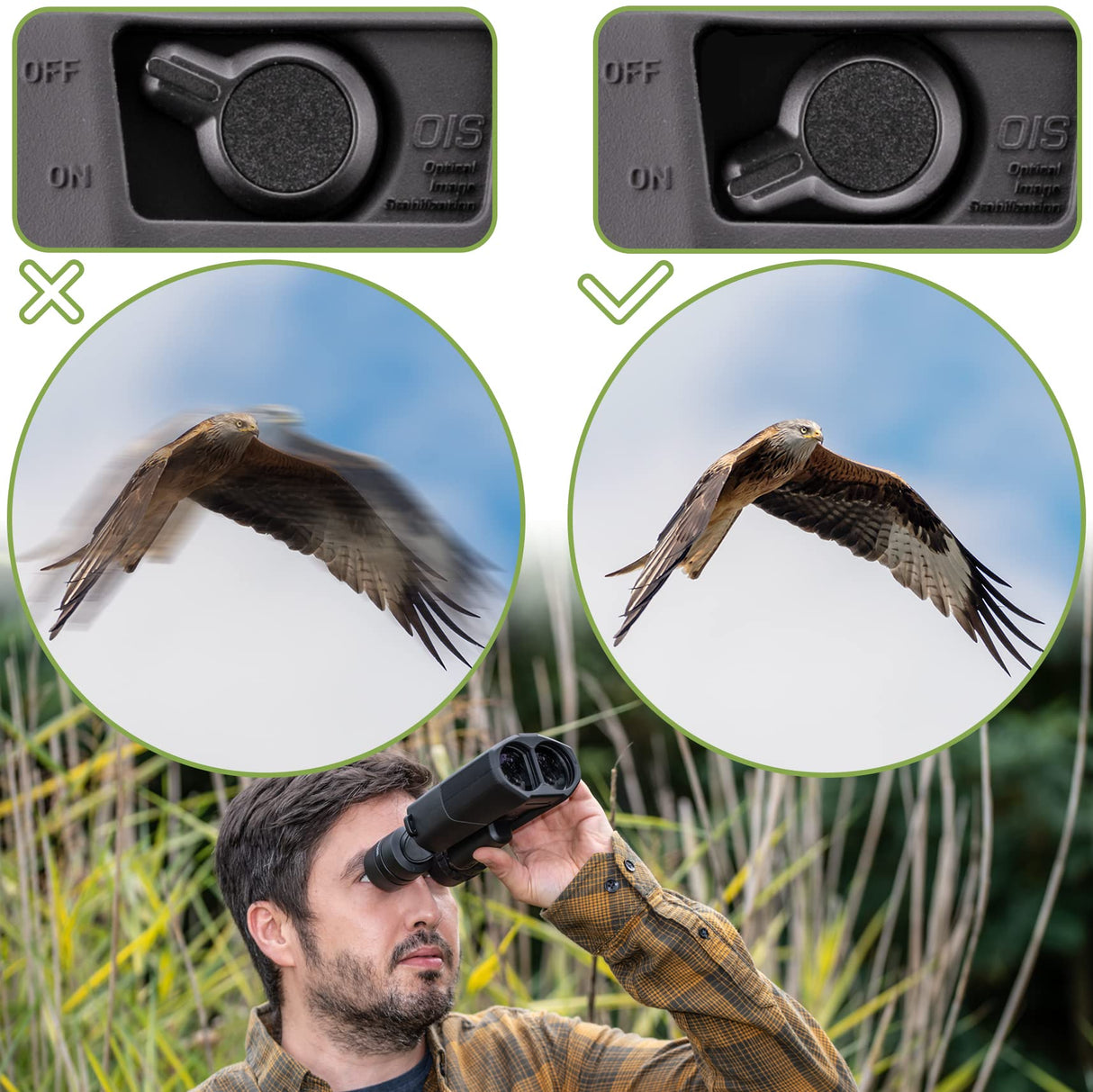 Bresser Prismáticos con estabilizador de Imagen 16x42 STABILIZER OIS, Negro