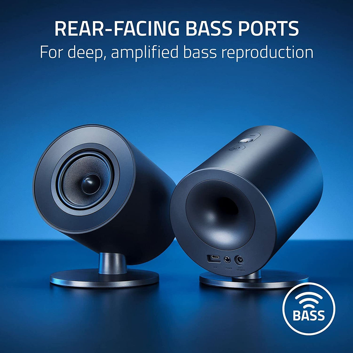 Razer Nommo V2 X - Altavoces Gaming de Rango Completo 2.0 para PC (Dos diafragmas de rango completo de 3 pulgadas, THX Spatial Audio, Compatibilidad Multiplataforma) Negro