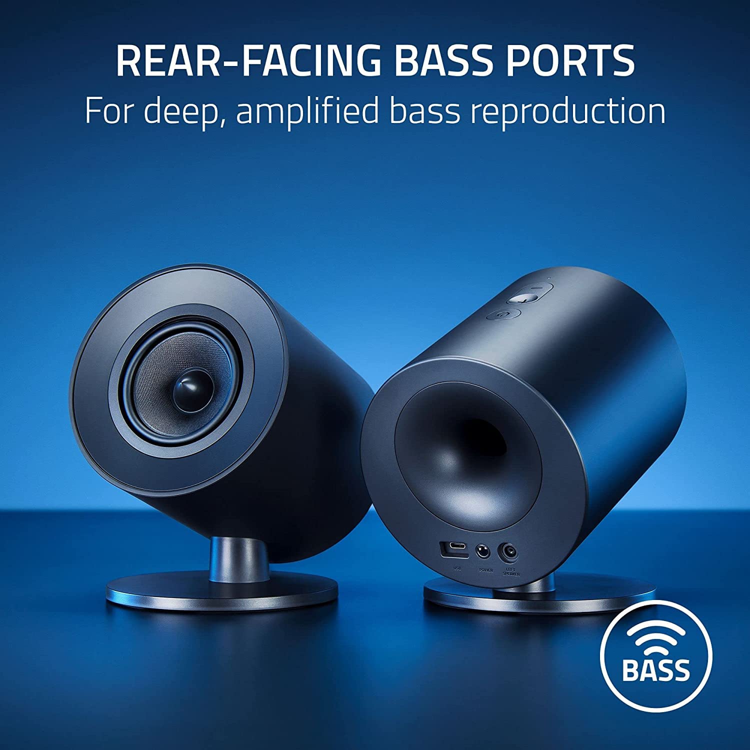 Razer Nommo V2 X - Altavoces Gaming de Rango Completo 2.0 para PC (Dos diafragmas de rango completo de 3 pulgadas, THX Spatial Audio, Compatibilidad Multiplataforma) Negro