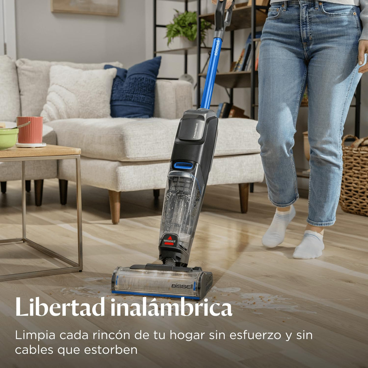 Bissell CrossWave OmniFind, Aspiradora de Mano Sin Cable, Aspirado y Mopa al Mismo Tiempo, con Luces LED FurFinder para Detectar Suciedad y Pelos de Mascotas, 185m² Limpieza Multisuperficie, 4006N