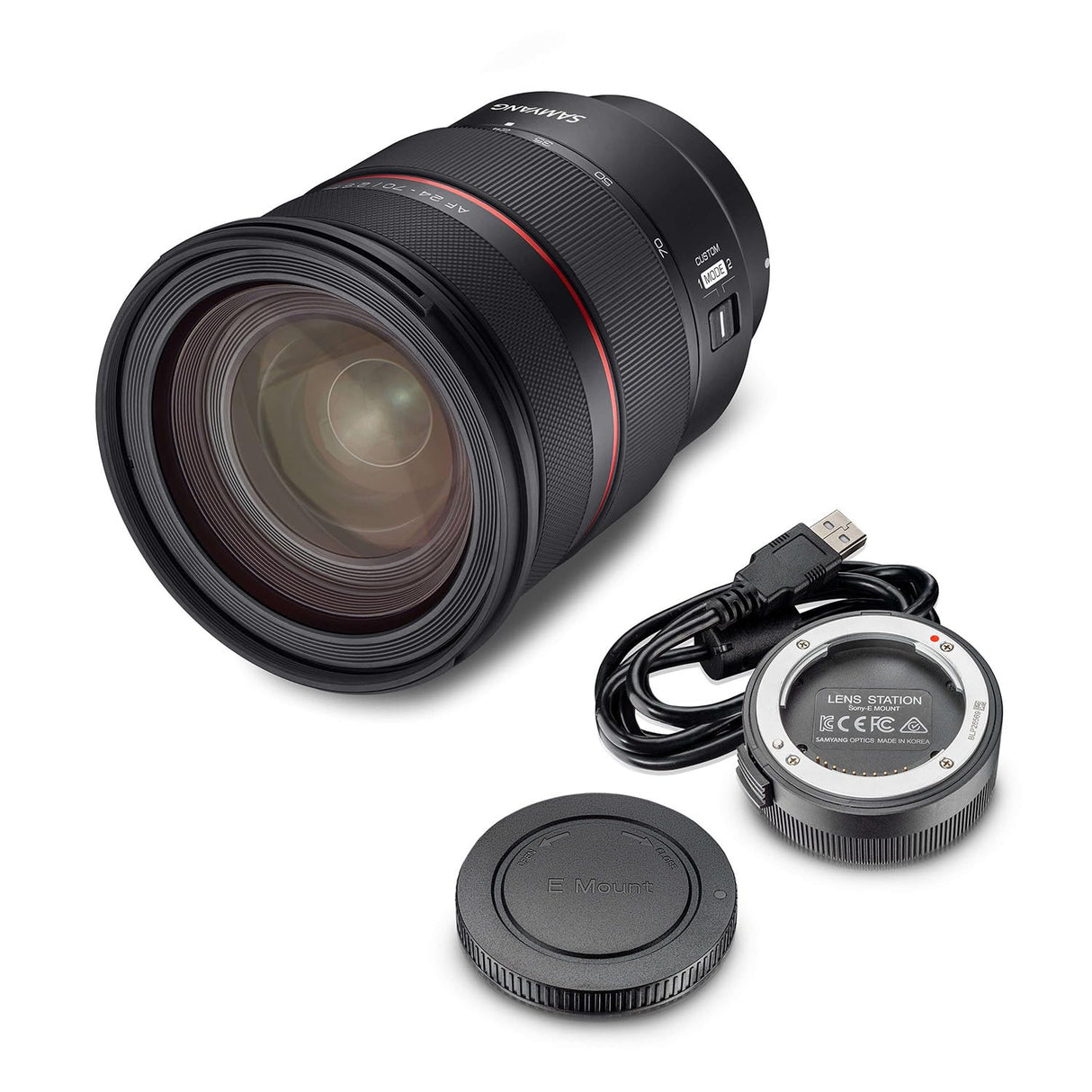 SAMYANG AF 24-70 mm F2,8 FE con estación de Lente para Sony E – Enfoque automático de Formato Completo y Objetivo APS-C 24-70 mm Zoom F 2.8 para cámaras Sony Alpha A7 A9 A1 A7C A6000 Series