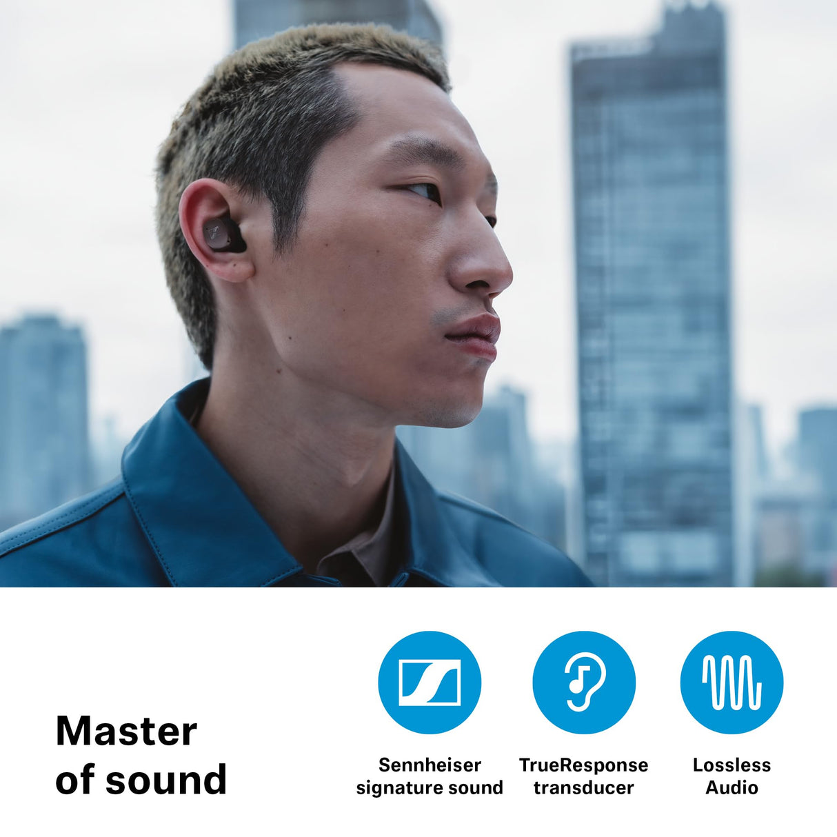 Sennheiser MOMENTUM True Wireless 4 auriculares inteligentes - Bluetooth 5.4, sonido nítido, diseño cómodo, 30 horas de autonomía y cancelación de ruido activa adaptativa - blanco plata