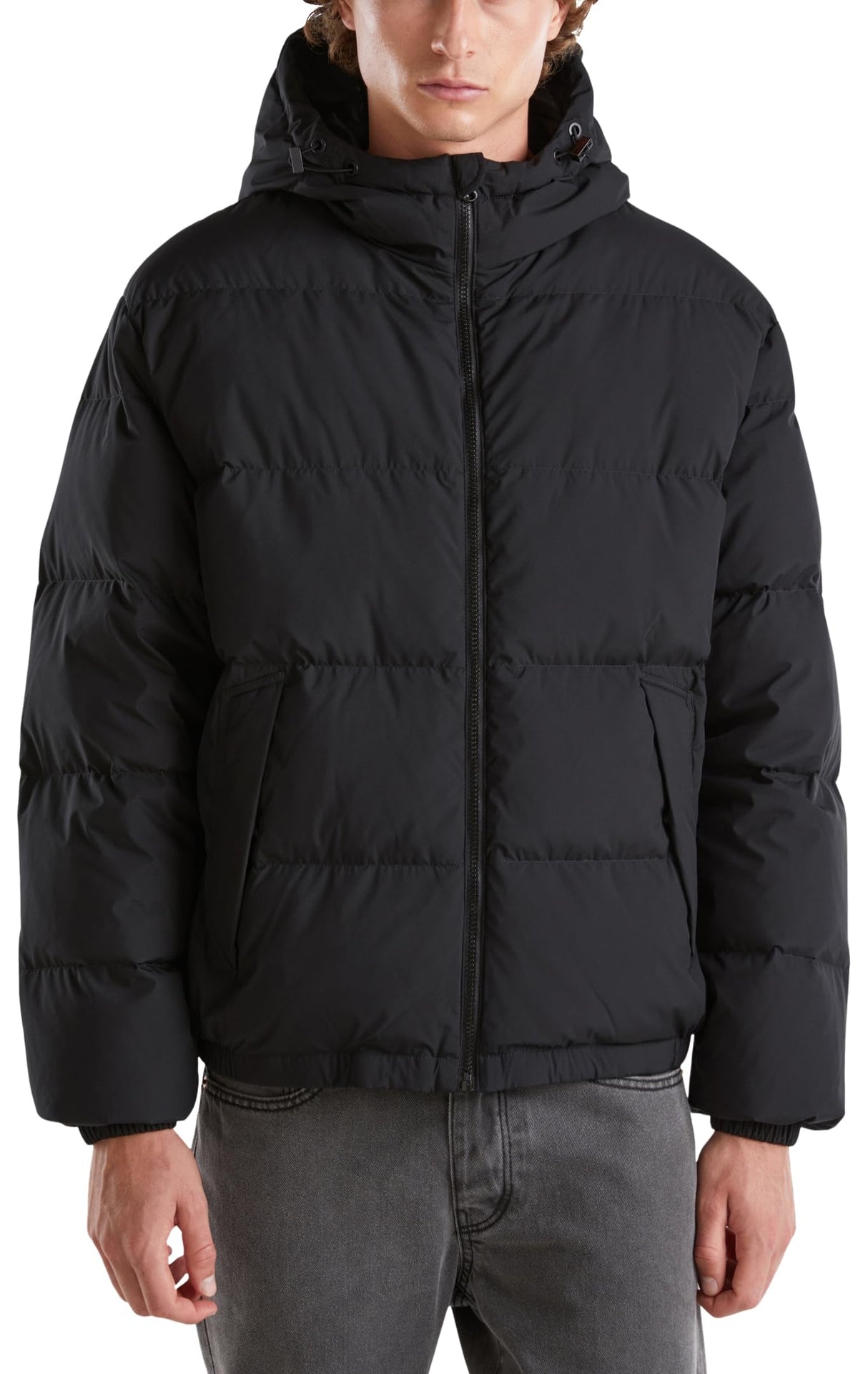 United Colors of Benetton Chaqueta 2jf8un05e Corta, Negro, S Hombres