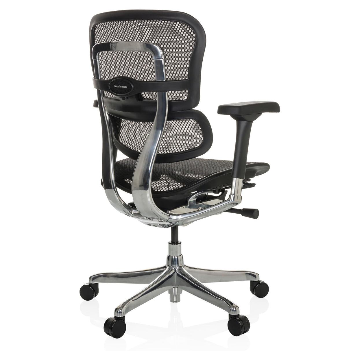 hjh OFFICE Silla de Oficina ergonómica ERGOHUMAN Base GEN2 Diseño Original, Silla de Oficina con Soporte Lumbar Flexible, Malla Negra