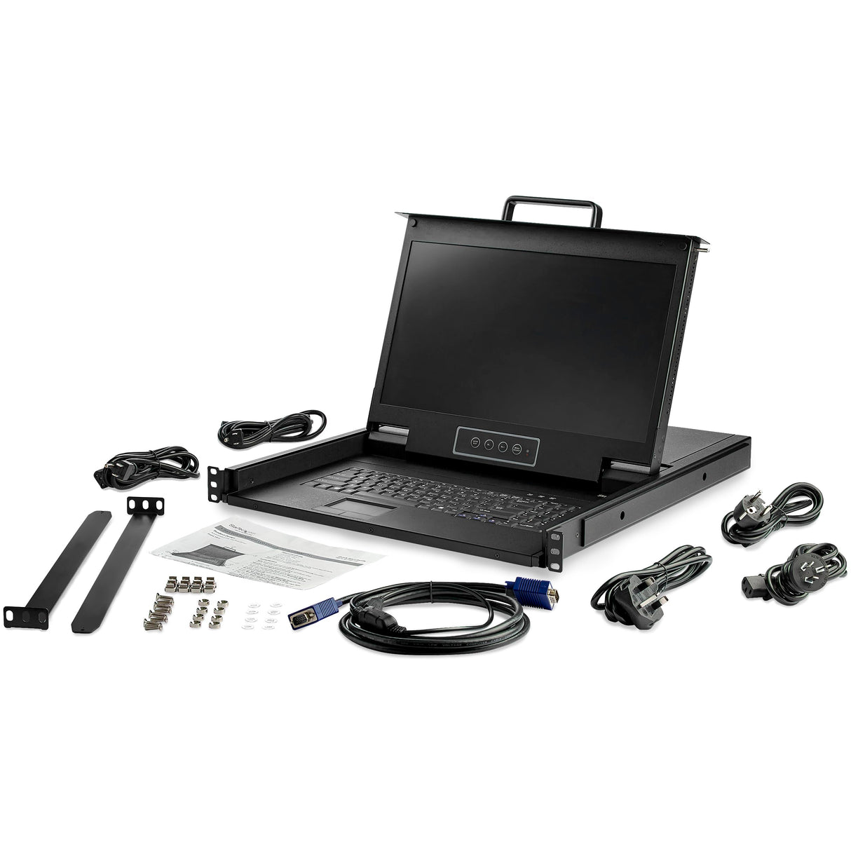 StarTech.com Consola para Armario Rack con KVM VGA y Pantalla de 17,3 Pulgadas 1080p HD - 1U, Negro