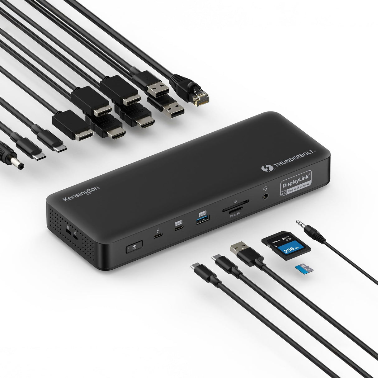 Kensington K35234EU - SD5920T EQ Docking Station Thunderbolt 4 Quad 4K con Tecnología DisplayLink, Lectores de Tarjetas SD y Micro SD, Carga Rápida de 100W, Puertos Ethernet, USB-A y USB-C 3.2