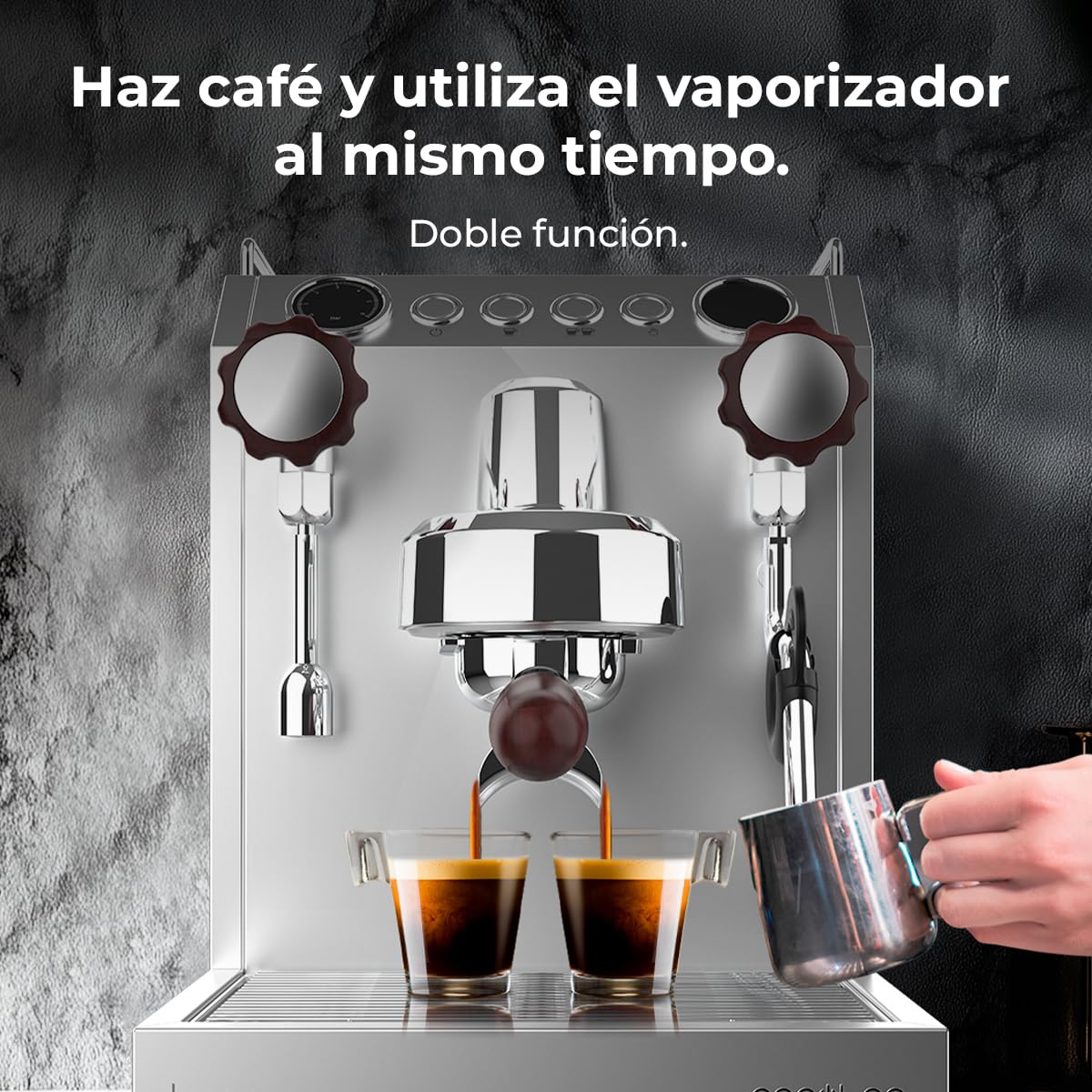 Cecotec Cafetera Express Barista Baristeo Classic. 2700W, Bomba 15 Bares, Control Pid, Doble Calentamiento, depósito 2.5L, Vaporizador, Grifos Profesionales, Extracción Crema, Diseño Profesional