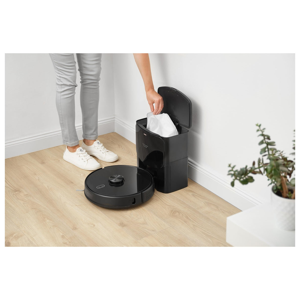 Sencor SRV 9185BK Robot Aspirador y fregasuelos, Ultra Potente 3000Pa, Estación de Vaciado Automático, Navegación LiDAR, Silencioso, Ideal para Pelos Mascotas, Control por App y Alexa, Larga Autonomía