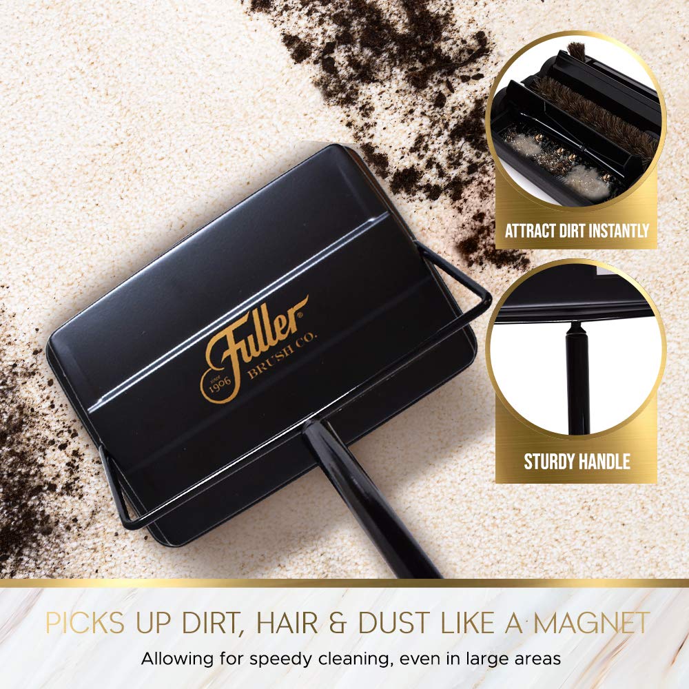 Fuller Brush Barredora electrostática para alfombras y Pisos con Rotor de Goma Adicional, 9 Pulgadas, Color Dorado Rico