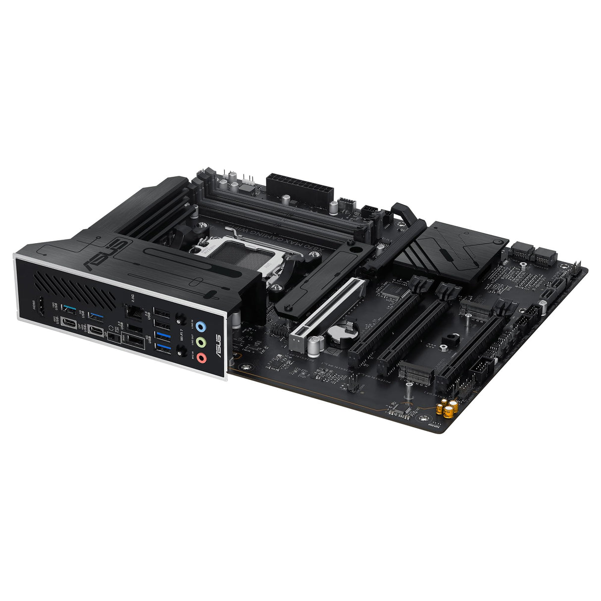 ASUS X870 MAX Gaming WIFI7 - Placa Base AMD X870 ATX, Negro, 12+2+1 DrMOS, DDR5, PCIe 5.0, Q-Release, M.2, WiFi 7, WiFi Q Antenna, 2.5Gb Ethernet, HDMI, USB4, USB Tipo-C, BIOS Flashback, Aura Sync