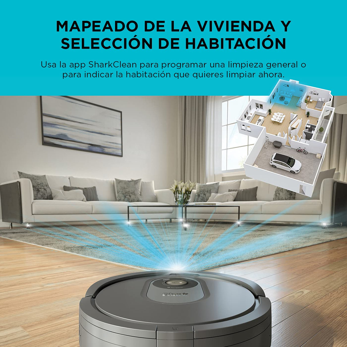 Shark AI Robot aspirador, hasta 90 minutos de autonomía, tecnología antienredos Anti Hair Wrap, ideal para alfombras y suelos duros, control Manual o con app, en gris, RV2001EU