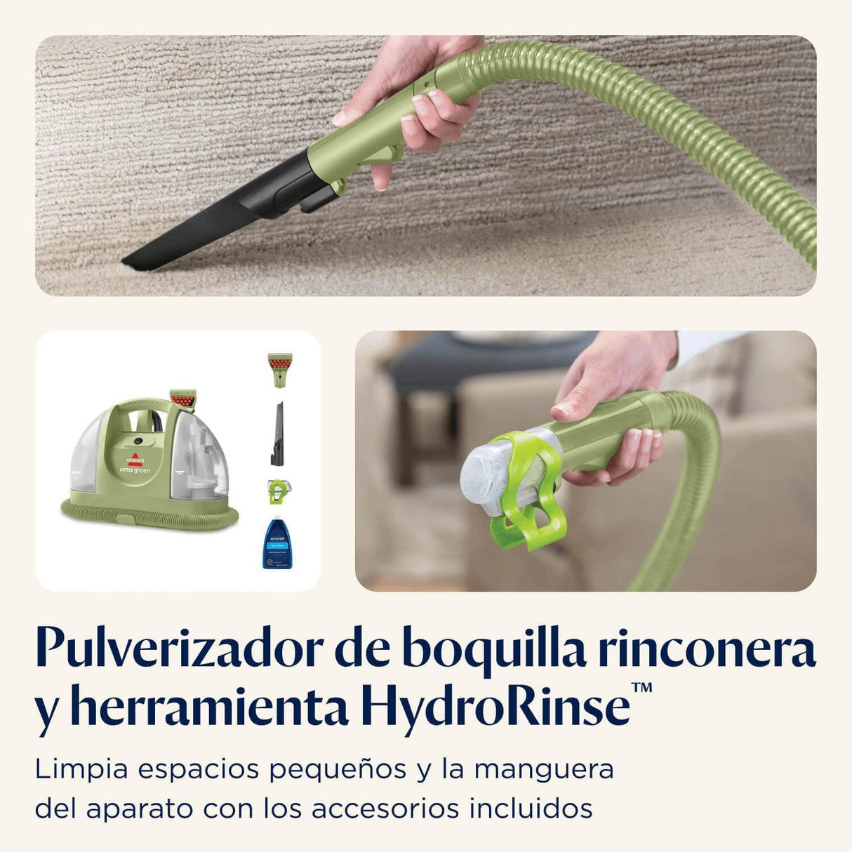 BISSELL Little Green, Aspiradora de Agua Tapicería, Lava Aspiradora para Manchas Cotidianas y Suciedad, Limpiador de Liquidos para Alfombras, Tapicería, Sofá, Auto & Más, Motor Potente de 340W, 4098N