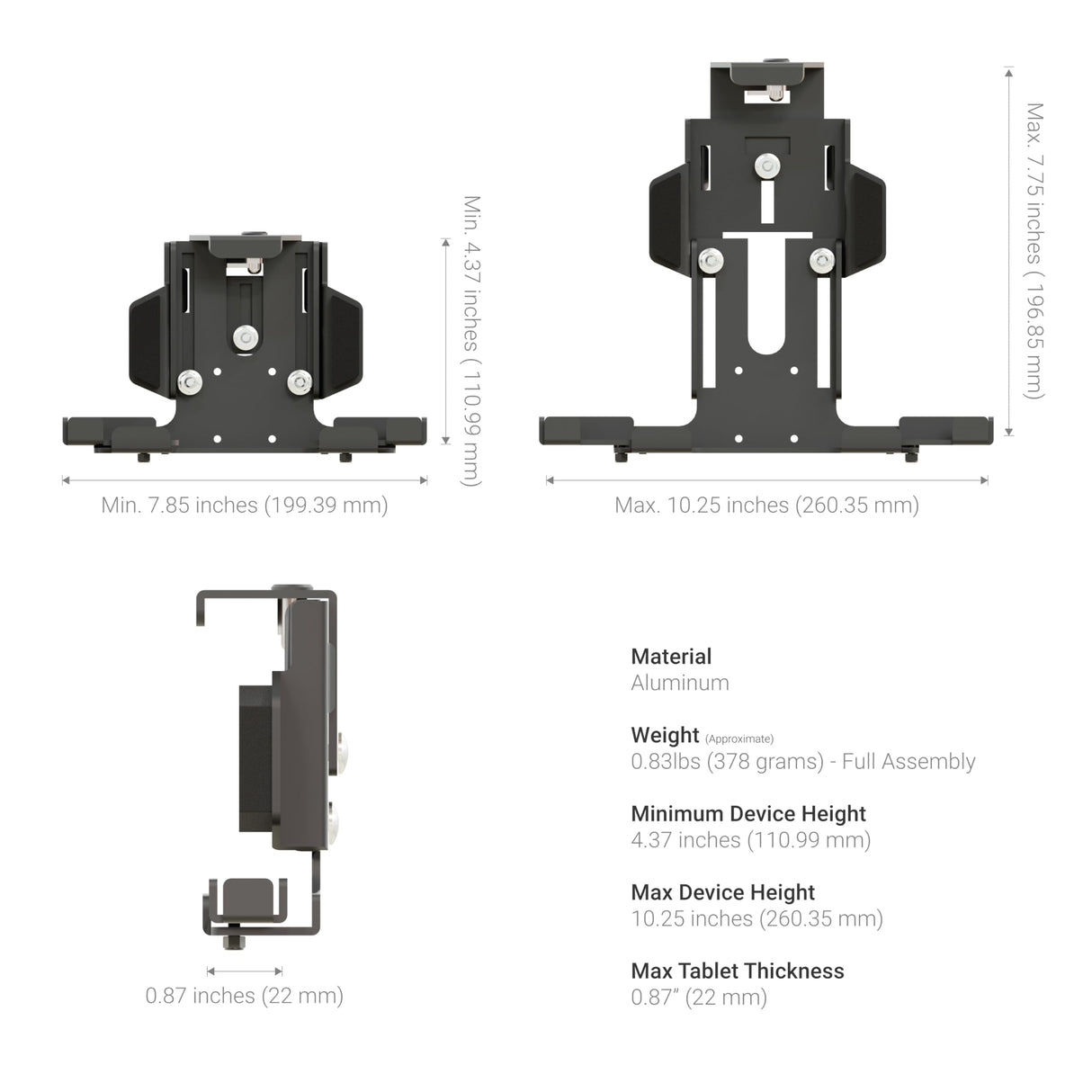 Arkon Robust Forklift Pillar - Soporte para Tablet, Color Negro