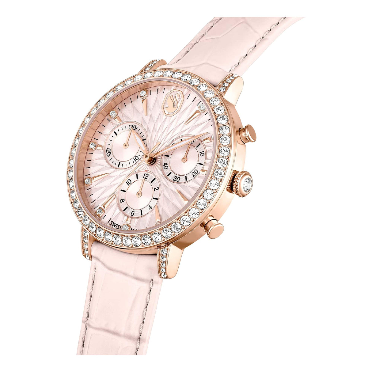 Swarovski Reloj Matrix Tennis Chrono, Fabricado en Suiza, Correa de Piel, Rosa, Acabado Tono Oro Rosa