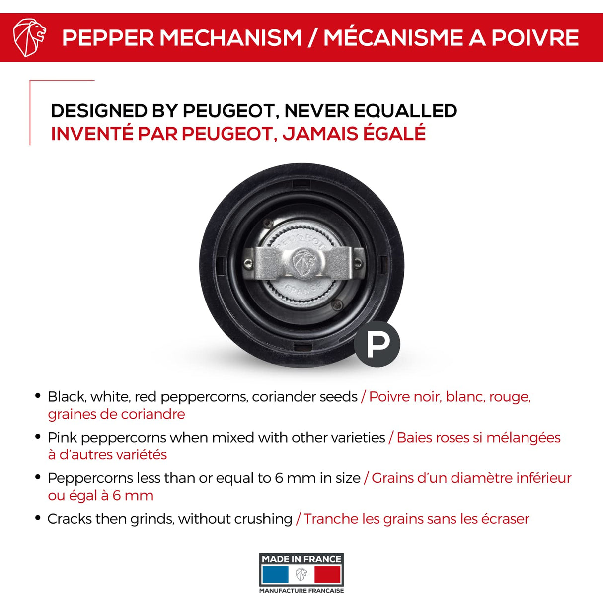 Peugeot Paris u'Select Molinillo de Pimienta, Madera, Lacado Negro, 40 Centimeters