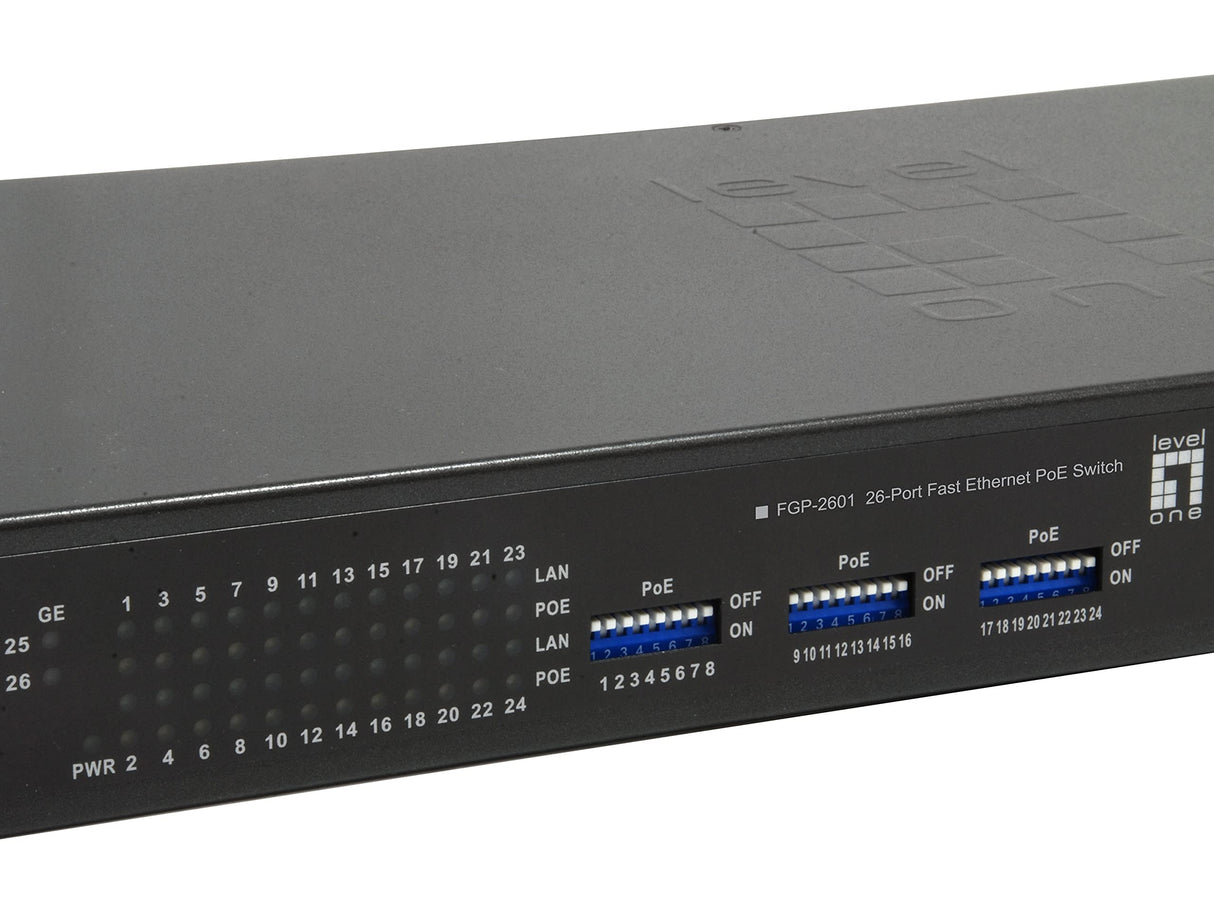 LevelOne Conmutador 24x FE FGP-2601 2xGE 380 W