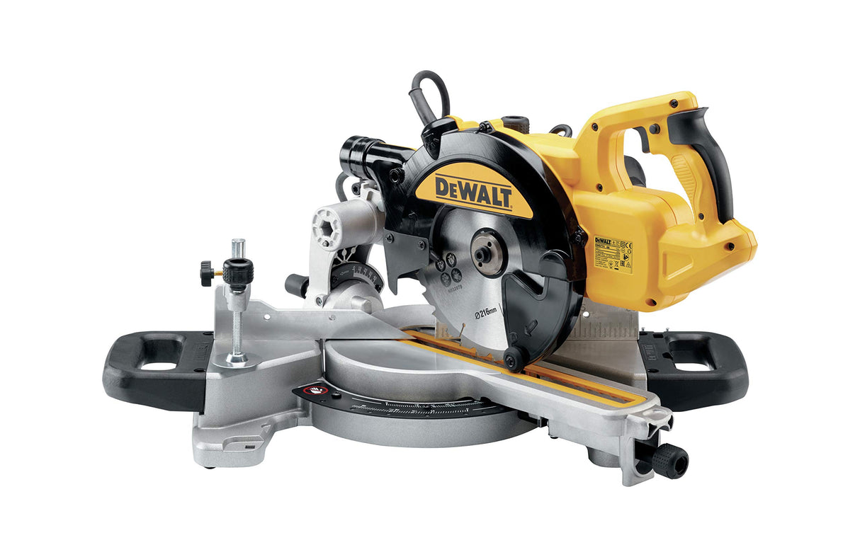 DeWALT DWS774-QS Ingletadora Telescópica 1400 W, Plata/ Amarillo/ Negro