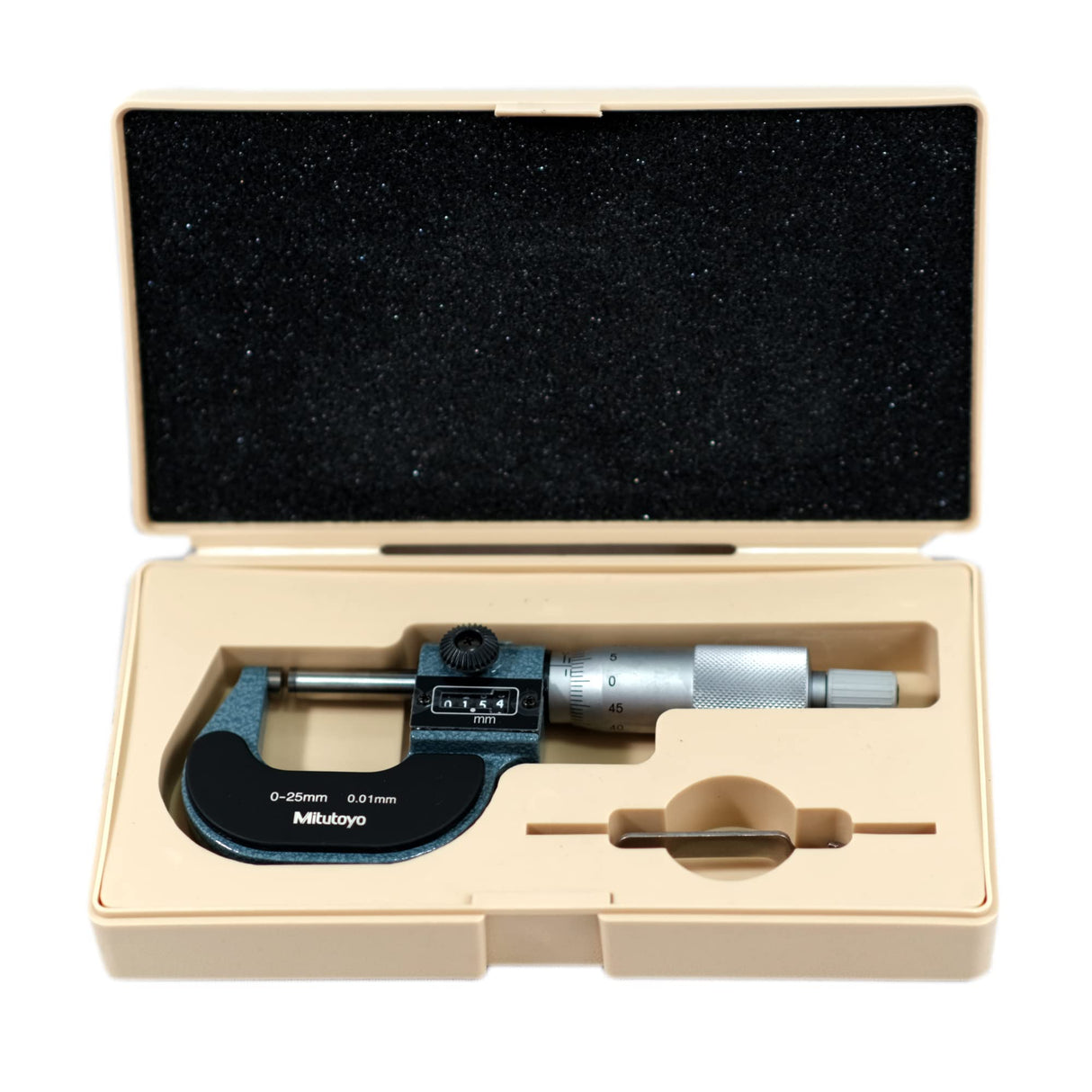 Mitutoyo 193-101 Micrómetro digital exterior con contador mecánico, rango de 0 mm-25 mm