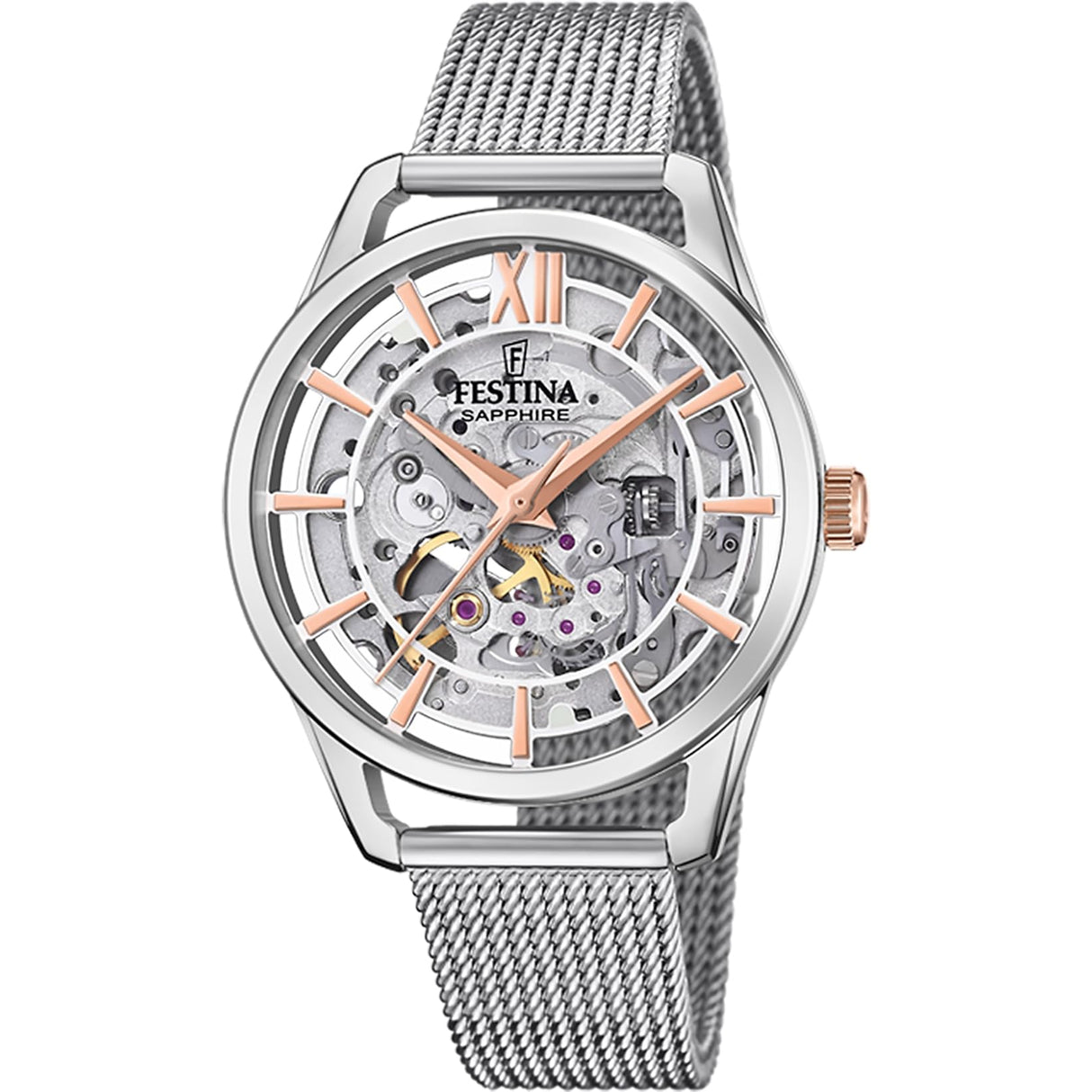 Festina Reloj Mujer F20627/1 Automatico Caja de Acero Inoxidable 316l Plateado Correa de Acero Inoxidable 316l Plateado